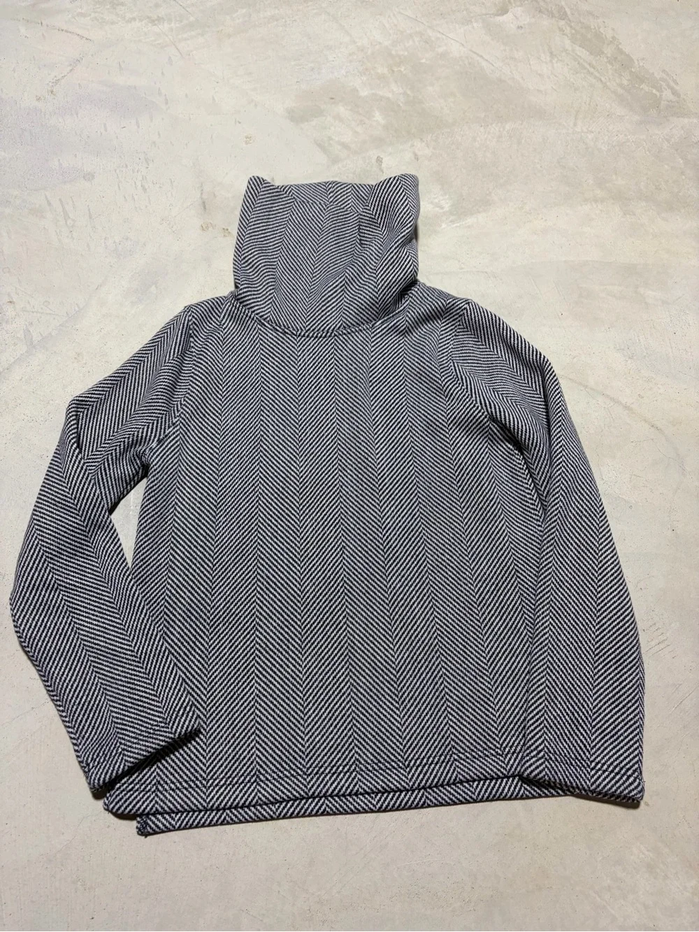 J. Crew Chevron Pattern Funnel Neck Pullover in Black & White medium